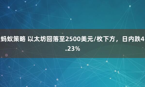 蚂蚁策略 以太坊回落至2500美元/枚下方，日内跌4.23%