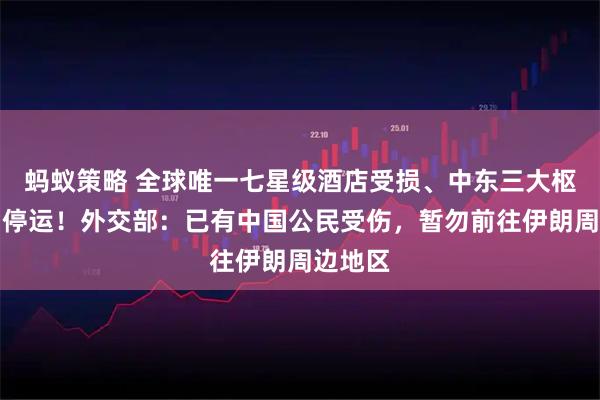 蚂蚁策略 全球唯一七星级酒店受损、中东三大枢纽机场停运！外交部：已有中国公民受伤，暂勿前往伊朗周边地区